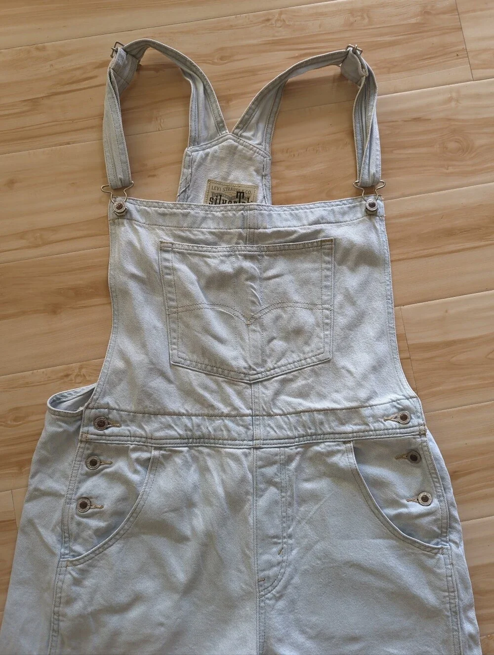 Levi’s Silver Tab Overalls Womens Light Wash Denim Wide Leg Baggy Fit EUC Sz XL